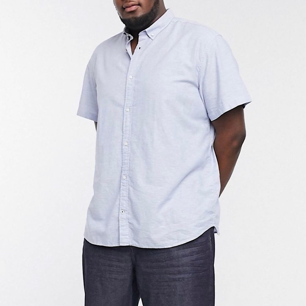 NEW Jack & Jones Men's Linen Blend Short Sleeve Button Up Shirt in‎ Size 3XL